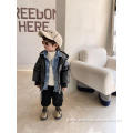 Winter Hooded Denim Fake Two-Piece Boy Jacket